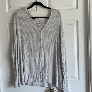 Light grey button-up sweater